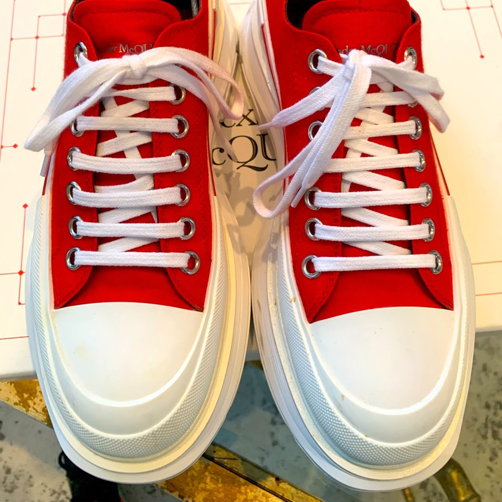 Alexander McQueen Men’s Lust Red Canvas Shoes